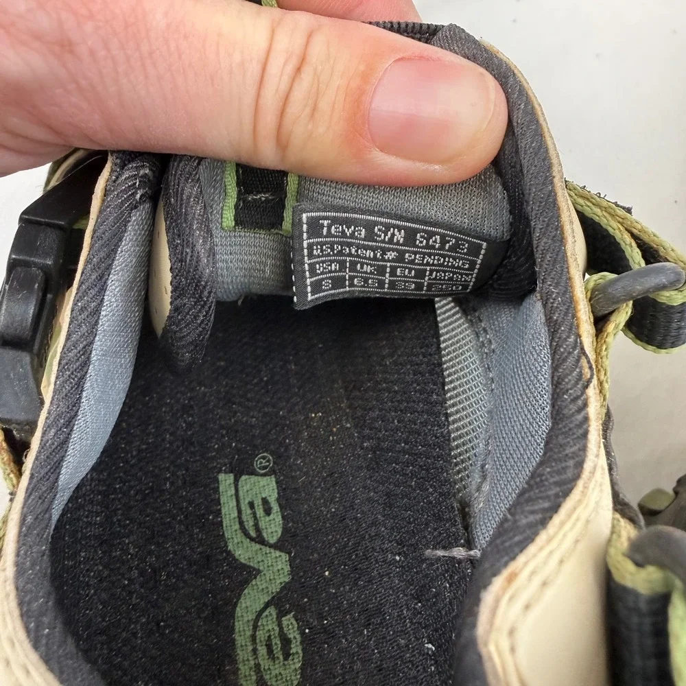 Teva Gamma 6473 Hiking Sandals Mens 8 Tan Black Green Stealth Rubber Sole